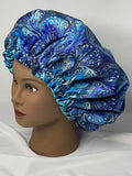 Satin Lined Sleeping Bonnet -  healthy hair - No Frizz Healthy Hair Bonnet - Peacock