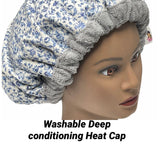 Heat Cap - Microwavable Deep Conditioning Heat Cap - Natural Hair Repair - Self Care -Thermal Cap - Floral