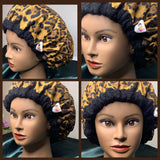 Natural Hair Deep Conditioning Heat Cap. Washable and Microwaveable Thermal Cap  - Cheetah