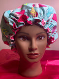 Satin Lined Sleeping Bonnet - No Frizz Healthy Hair Bonnet - Protect Curly Hair Bonnet - Cupcakes
