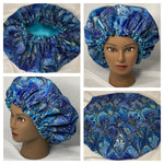 Satin Lined Sleeping Bonnet -  healthy hair - No Frizz Healthy Hair Bonnet - Peacock