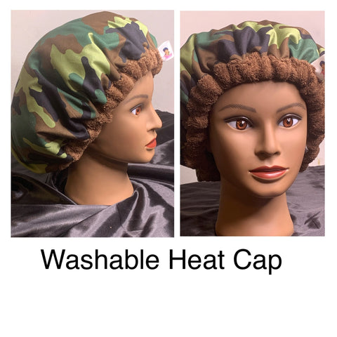 Deep Conditioning Heat Cap - Natural Hair Product - Microwaveable Heat Cap - Thermal Cap  - CAMO- smooth edge
