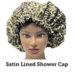 Satin Lined Shower Cap - Leopard - No Frizz - Longer Wash and Go - Shower Cap