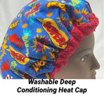 Deep Condition Heat Cap - Washable Thermal Cap - Natural Hair Heat Cap - Self Care - Low porosity hair  - Comic Words Kids & Adult Sizes