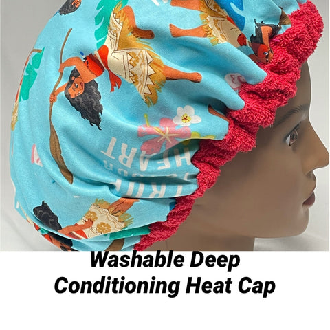 Microwavable Heat Cap - Curly Hair Product - Deep Conditioning Heat Cap - Curly Hair Repair - Thermal Cap - Moana - Kids & Adult Sizes