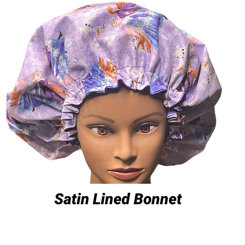 Satin Lined Sleeping Bonnet - Healthy Hair No Frizz Natural Hair Bonnet - Frozen
