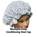 Curly Hair Product - Natural Hair Product - Microwavable Deep Conditioning Heat Cap - Self Care - Thermal Cap -Floral - Ruffled edge