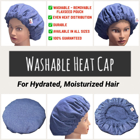 Heat Cap - Microwavable Deep Conditioning Heat Cap - Natural Hair Product - Self Care -Thermal Cap - Denim