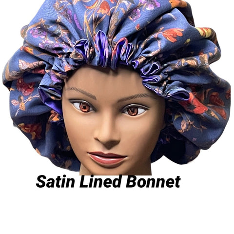 Satin Lined Sleeping Bonnet - Healthy Hair No Frizz Natural Hair Bonnet - Summer Bloom