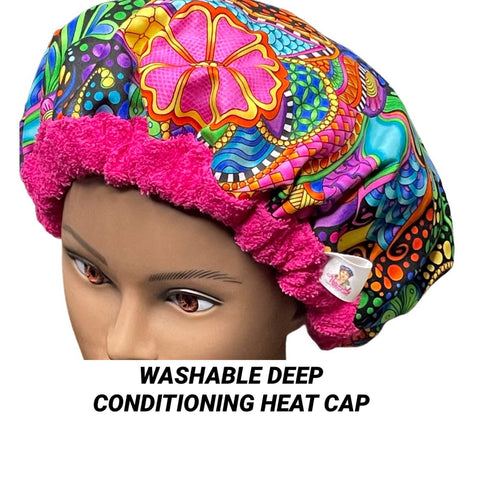 Hair repair Treatment Cap - Deep Conditioning Heat Cap - Washable Microwavable Thermal Cap  - Life is a Carnival
