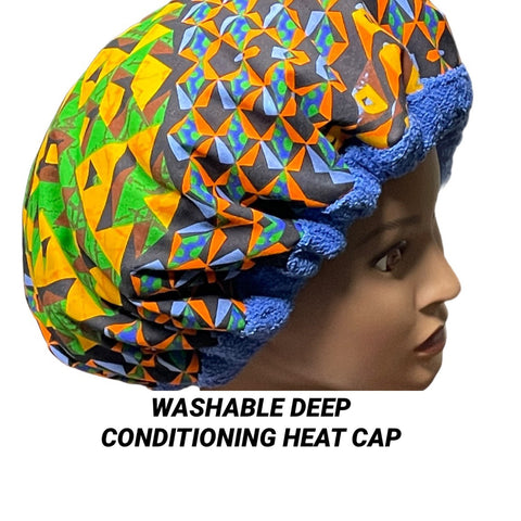Deep Conditioning Heat Cap - Curly Hair Product - Microwaveable Thermal Cap  - Washable Heat Cap - African Inspiraton