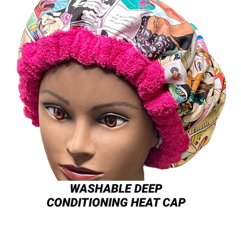 Deep Conditioning Heat Cap - Curly Hair Product - Microwaveable Thermal Cap  - Washable Heat Cap - Comic II