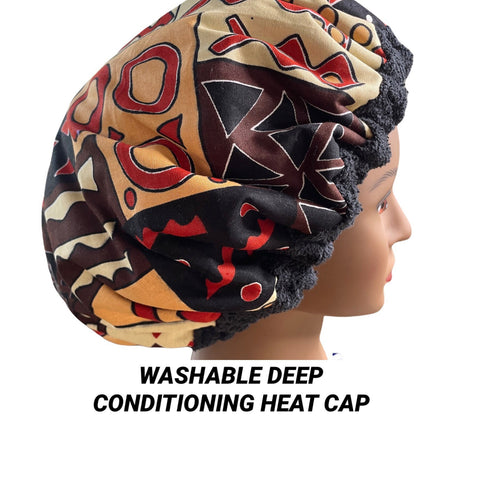 Deep Conditioning Heat Cap - Curly Hair Product - Microwaveable Thermal Cap  - Washable Heat Cap - African cinnamon-n-spice