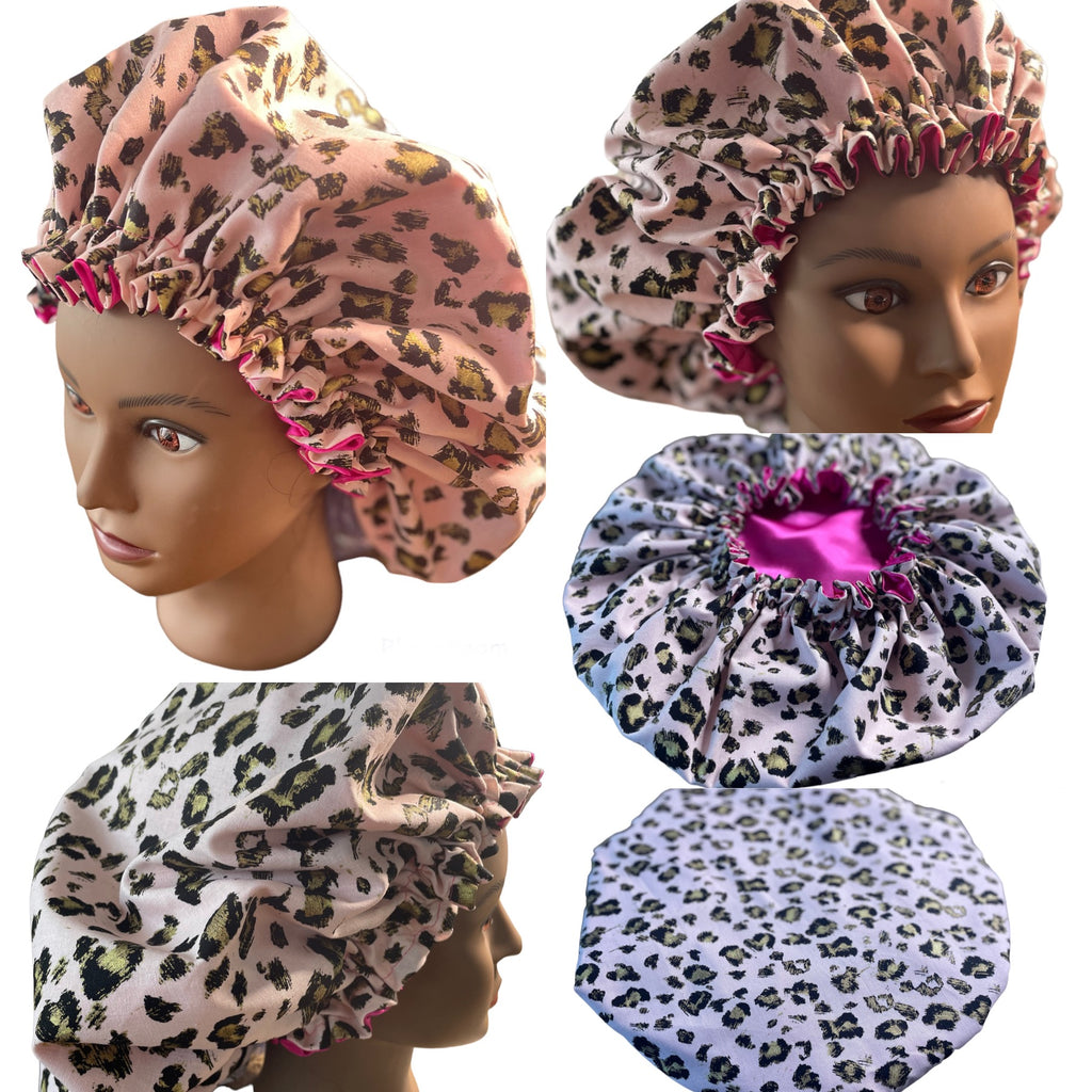 Leopard Women Hair Bonnet Satin Cheveux Nuit Night Sleep Silk Hat Wide –  Beauty Spirit